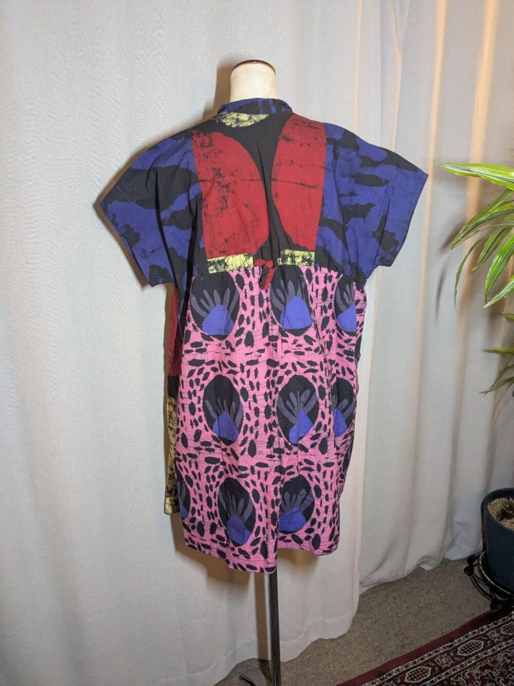 Osei Duro Bata Dress Hocus Pocus Purple Yellow Button Down Small - Picture 7 of 13